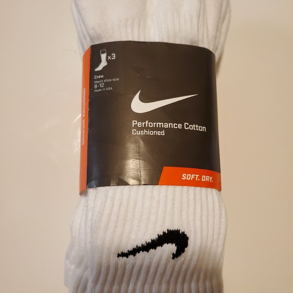 NIKE COTTON CUSHION CREW SOCKS WHITE SX4700-101 SI